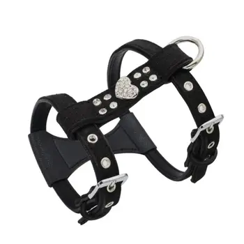 

Pet Chest Strap Shining Rhinestone Heart design Vest Harnesses soft comfortableSmall Dog Puppy Cat Leather Leash Pet Supplies