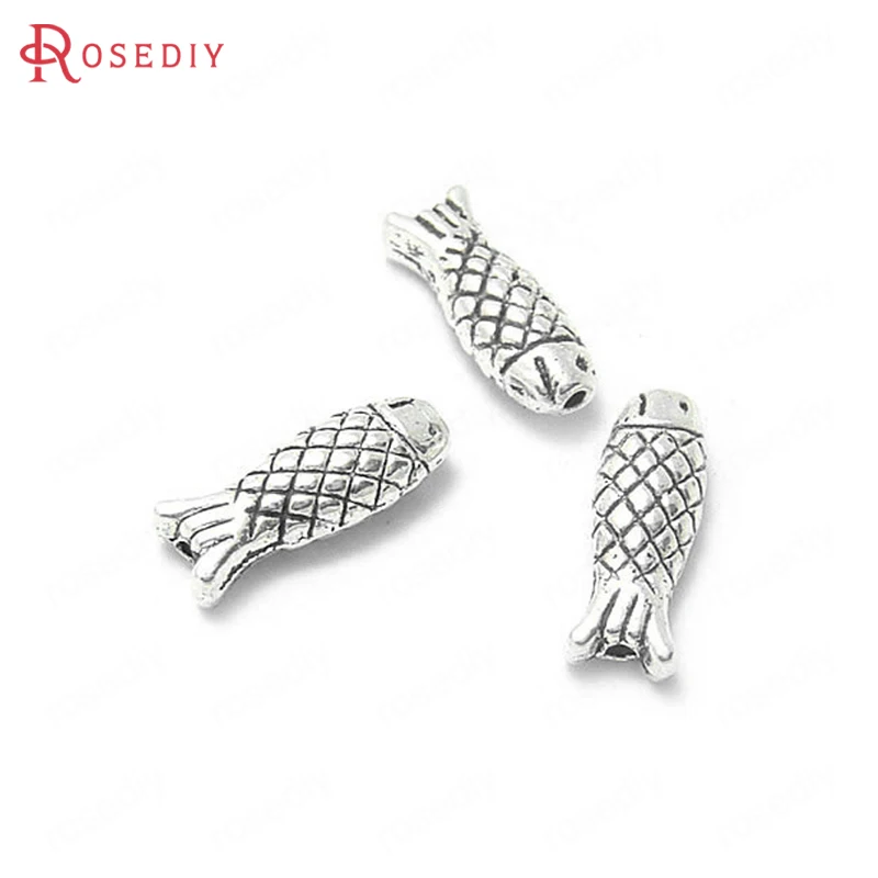 

(4350)50PCS 14x5MM Antique Silver Color Zinc Alloy Fish Spacer Beads Bracelet Beads Jewelry Making Supplies Findings Accessories