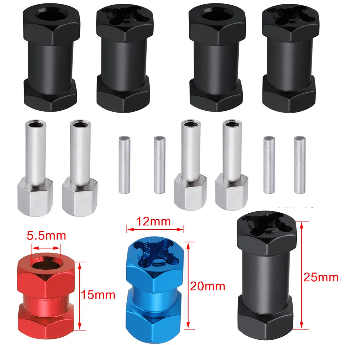 RC Extended Wheel Hex Coupler For LOSI Baja Rey - Steel 12mm Extension Adapter For 1/10 Scale RC Cars - View #13