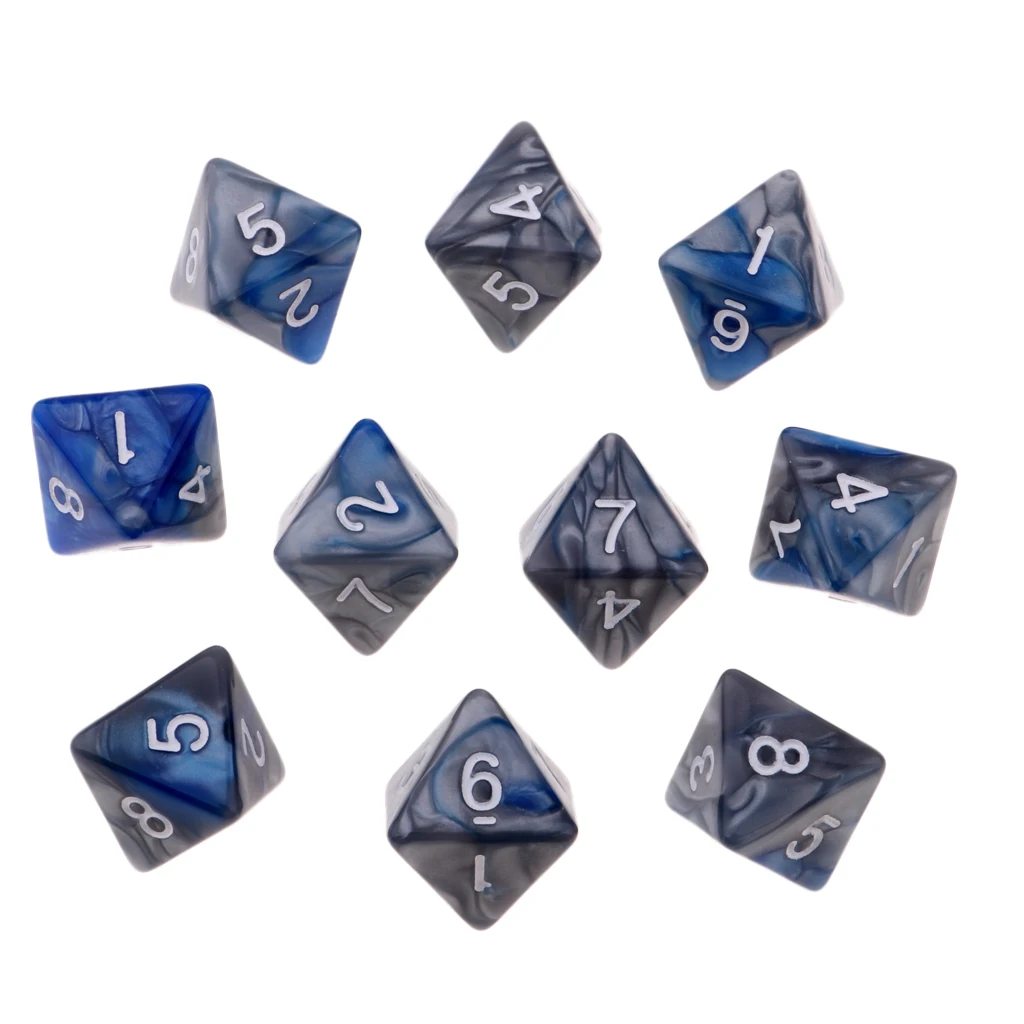 10 Pieces Polyhedral Dice Set Multi-sided Dice D8 for TRPG D& Dragons Game 8-sided Dice Set 