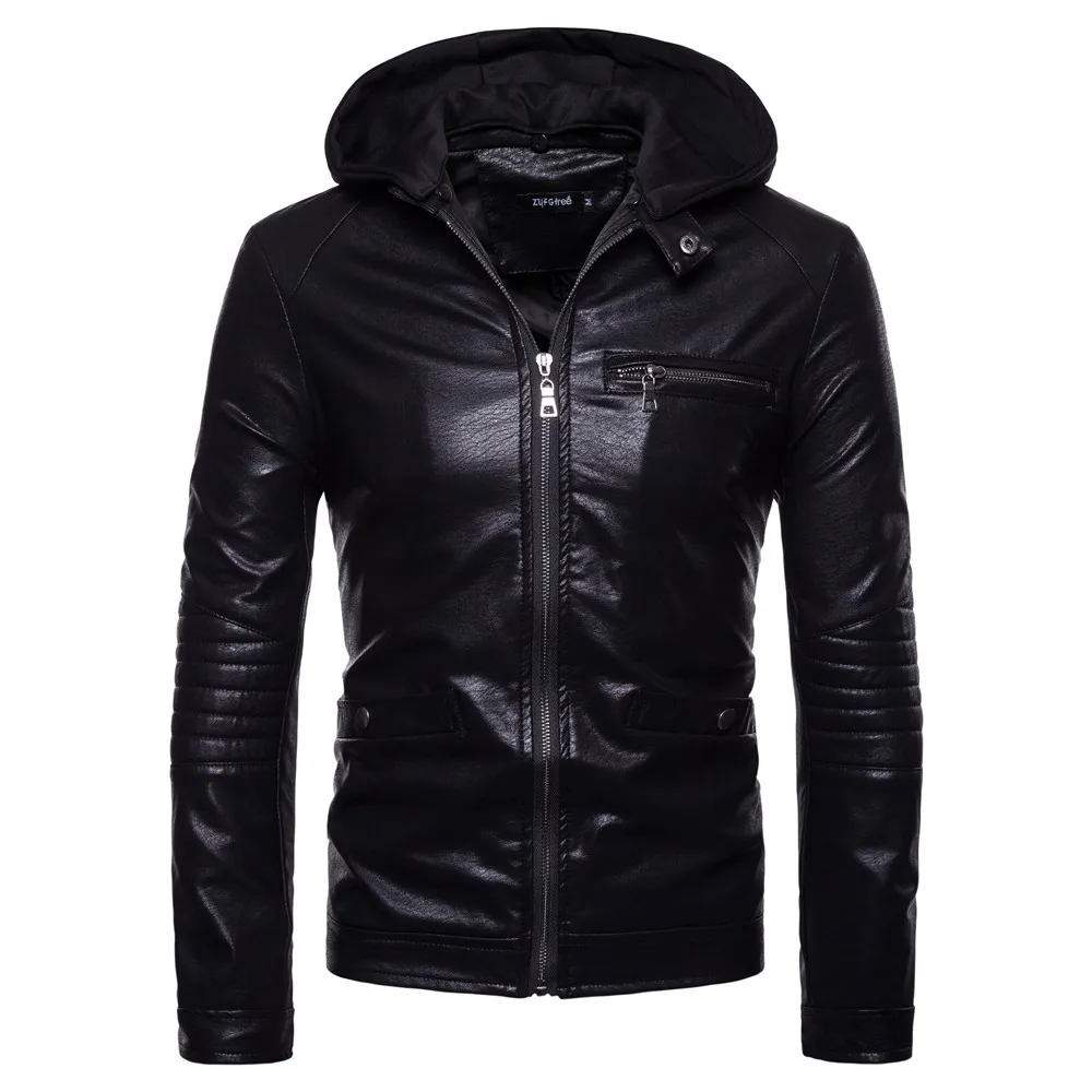 Ouma мужское кожаное пальто из двух частей осенняя одежда стиль AliExpress повседневная куртка из искусственной кожи с капюшоном