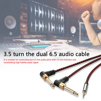 

3.5mm to Dual 90 Degree 6.5mm Adapter Jack Audio Cable Double 6.35mm Male 1/4" Mono Jack to Stereo 1/8" 3.5mm Jack aux Cord