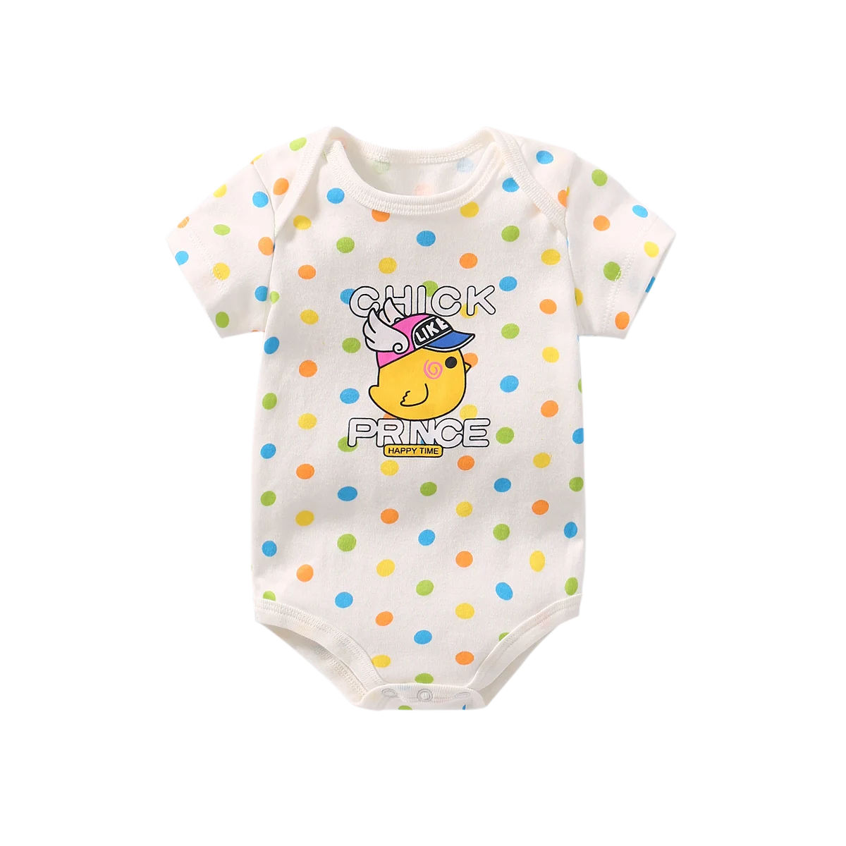 Детские комбинезоны для младенцев, комбинезон из хлопка с принтом, боди с короткими рукавами для маленьких мальчиков и девочек, качественная детская одежда для девочек - Цвет: Dot Chick