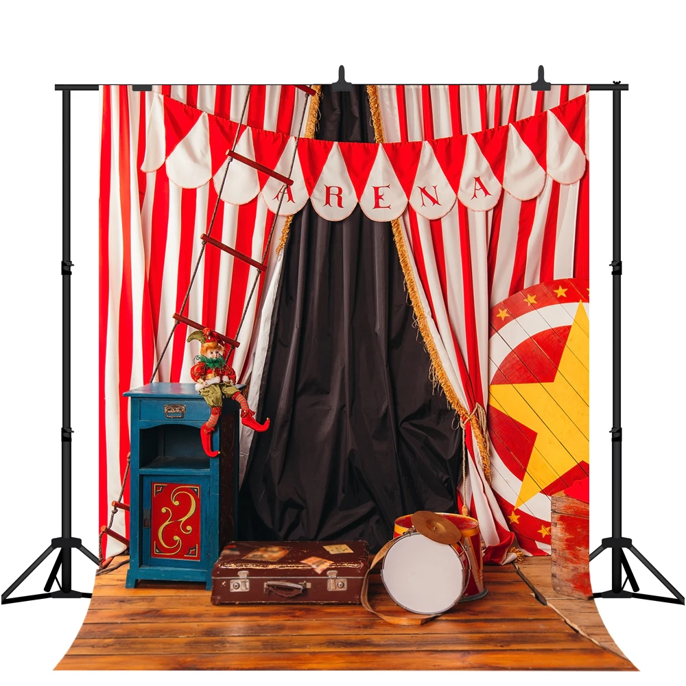 

Lyavshi Circus Red white Curtains Carnival Birthday Party photography backdrops Baby Shower Photo Studio Backgrounds Photobooth