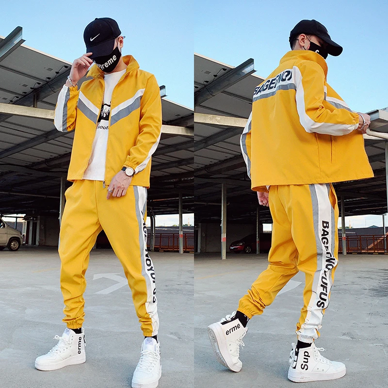 Streetwear 2020 Workwear Jacket Men's Jacket+Pants 2PC Sets baseball Loose Zipper Hip Hop Coat & Long Pants Mens Clothing Streetwear 2020 Workwear Jacket Men's Jacket+Pants 2PC Sets baseball Loose Zipper Hip Hop Coat & Long Pants Mens Clothing