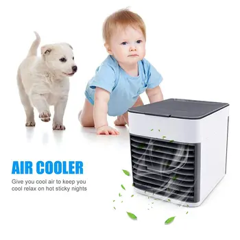 

Home Mini Air Conditioner Portable Air Cooler LED USB Personal Space Cooler Fan Air Cooling Fan Rechargeable Fan Desk
