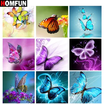 

HOMFUN DIY Diamond Painting"Color butterfly landscape"Full Drill Square Round Diamond Embroidery 5D Cross Stitch Decoration Home