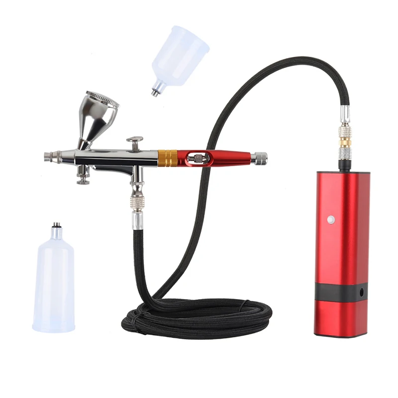 Ribo Portable Airbrush Auto Mini Air Brush Top Gun Con Kit Compressore Quiet Art Cake Nail Model Painting Tattoo Manicure Tool