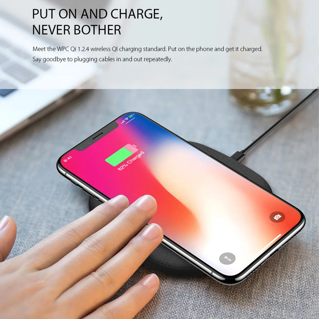 Qi-сертифицированный 10 Вт быстрый беспроводной зарядный коврик для iPhone для samsung galaxy note 10 USB зарядное устройство для телефона Быстрая зарядка для iPhone