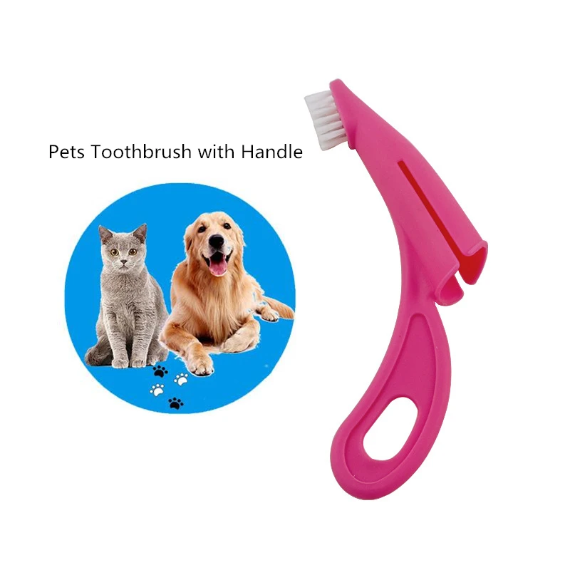 

New Design Pet Finger Toothbrush with Handle Teddy Soft Dog Brush Bad Breath Tartar Teeth Tool Dog Cat Cleaning Supplies 2020