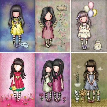 

Diamond Painting Mosaic Cartoon Girl London Diamond Embroidery Full Drill Diy Cross Stitch Children Home Decoration