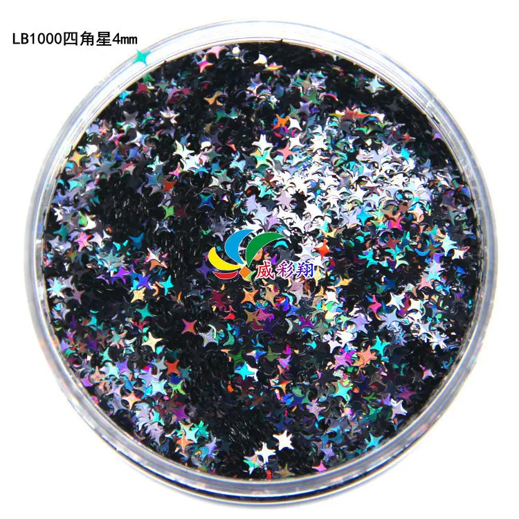 

Holographic Silver 4-Point Star chunky glitter mix | Glitter for face body hair nail art | Loose glitter