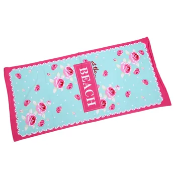 

70*140cm Pink Rose with Blue Water flower Shape Absorbent Microfiber Bath Beach Towel Drying Washcloth Swimwear Shower