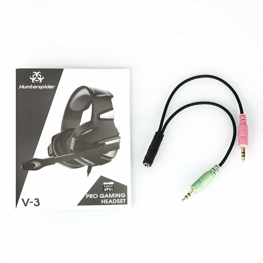 Headphones 3.5mm Mic Gaming LED Light Surround Stereo Sound Adjustable Earphones Deep Bass For Mobile Phone Music Headset
