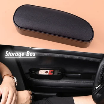 

beler Black Car Left Internal Armrest Elbow Support Adjustable Anti-fatigue Anti Slip Mat Pad Storage box Organizer