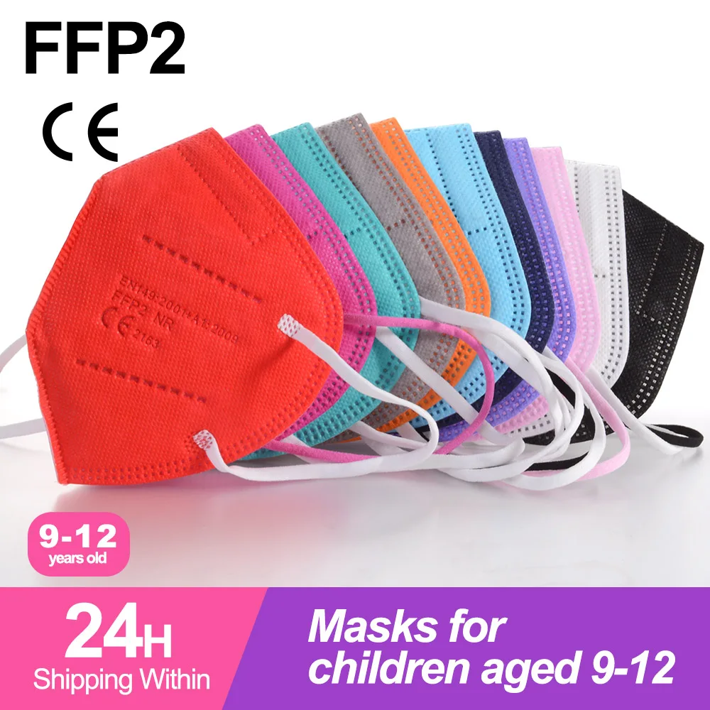 Mascarillas FFp2 de 9 a 12 años para Niños, máscara kn95 de colores, FFp2, CE, FPP2, filtro reutilizable, infantil