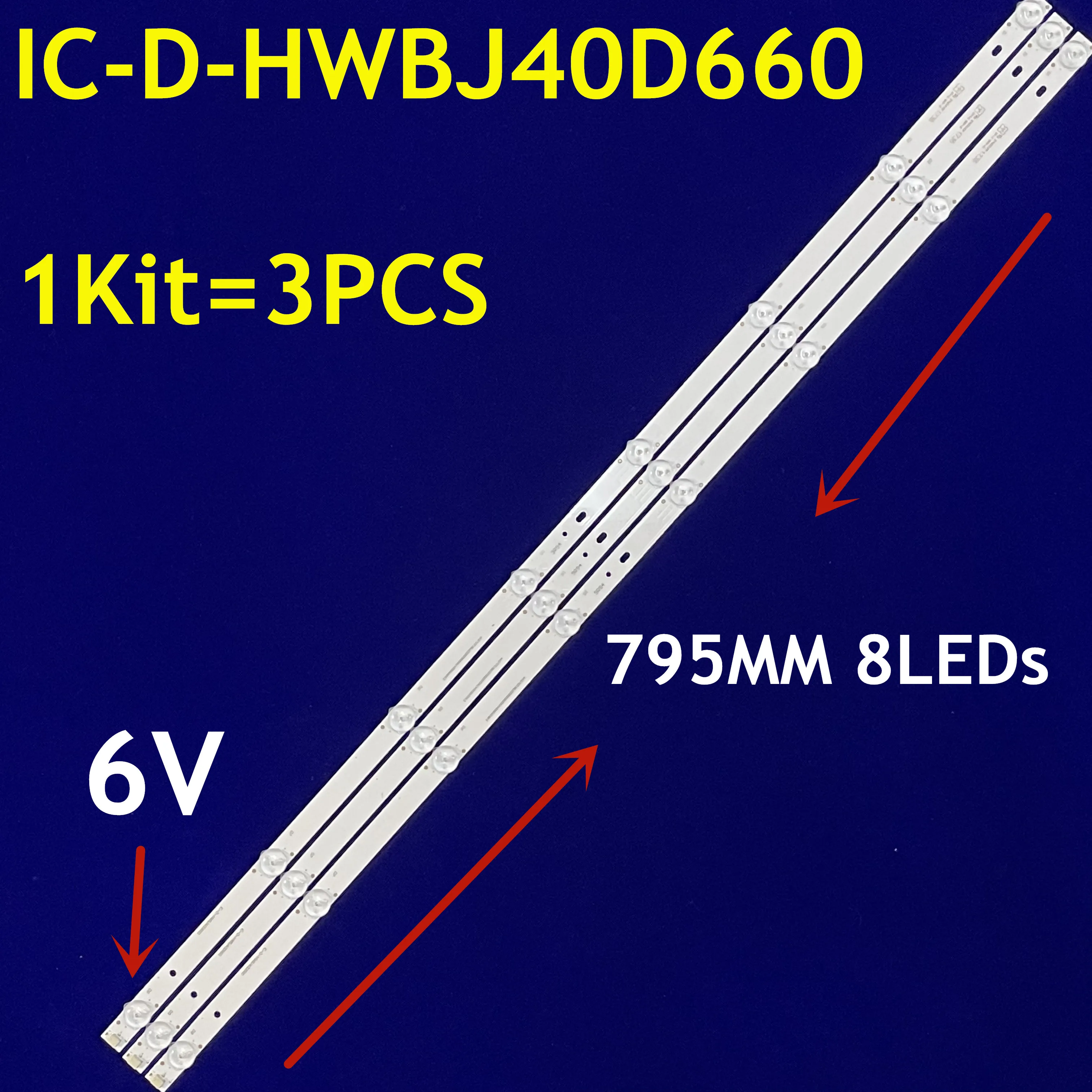 3PCS LED Backlight Strip For 40 inch TV IC-D-HWBJ40D660 SCREEN V400HJ9-MD1 TX-40ES400B TX-40ES500B TX-40FS503B TX-40ESW504B