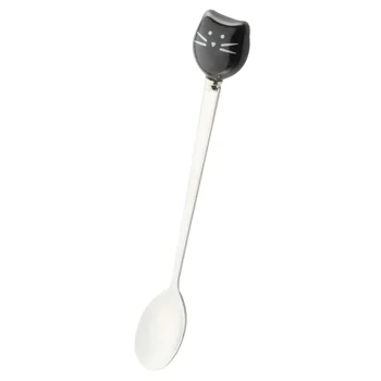 

2 Pcs Small Spoons Ceramics and Stainless Steel Milk Spoon Coffee Spoon Stirring Spoon for Bar