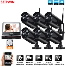 Беспроводная система наблюдения сетевой 10," ЖК-монитор NVR рекордер Wifi комплект 6CH 1080P HD видео входы 6PS 2.0MP камера безопасности