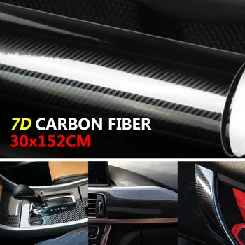 

7D Glossy Carbon Fiber Vinyl Film Car Interior Car Wrapping Vinyl Wrap Film Stickers Decals for Auto Car Styling 30x152cm