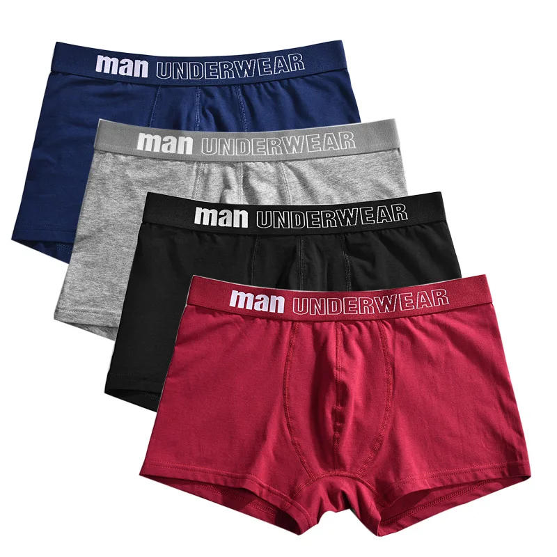 

4 pcs/lot Boxer Men Underwear Cotton Man Boxershorts Breathable Solid Shorts Boxer Underpants boxer hombre calzoncillo hombre