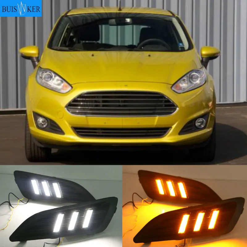 

1Pair DRL For Ford Fiesta 2013 2014 2015 2016 Daytime Running Lights Fog head Lamp cover car styling white Daylight