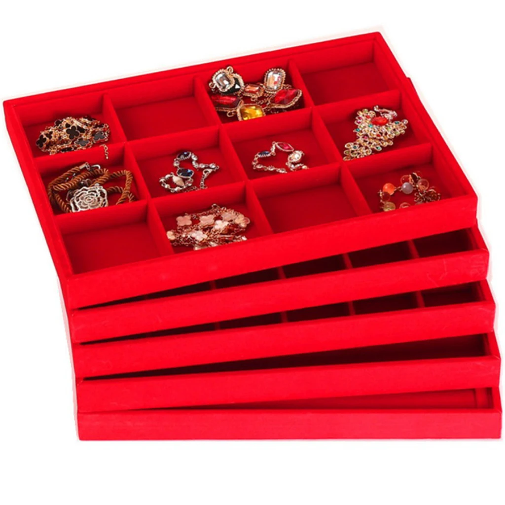 Ring Earring Necklace Jewelry Display Organizer Box Tray Showcase Holder