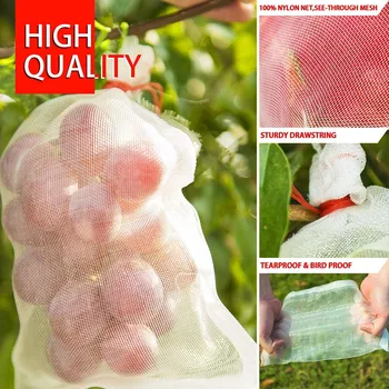 

50PCS Fruit Vegetable Insert Protection Grow Bag Anti Bird Plant Protective Bags Drawstring Nylon Agricultural Pest Control #Y5
