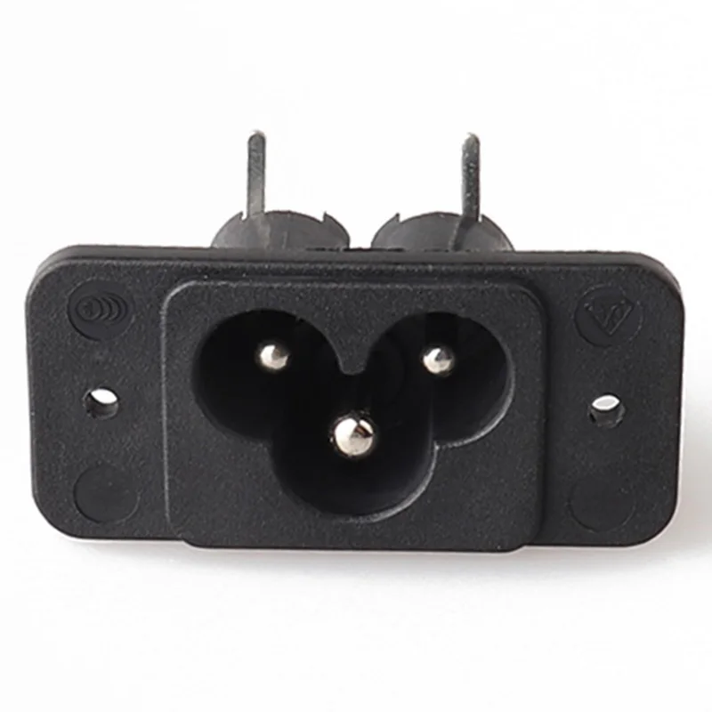 

LZ-6-3S1S1 IEC C6 type AC power socket Mickey Mouse socket plum socket three core card with ear screw fixed
