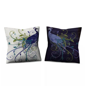 

Retro Blue Peacock Feather Pillow Cover Home Decoration Pillow Case Sofa Back Cushion Cushion Cover Seat Cushion