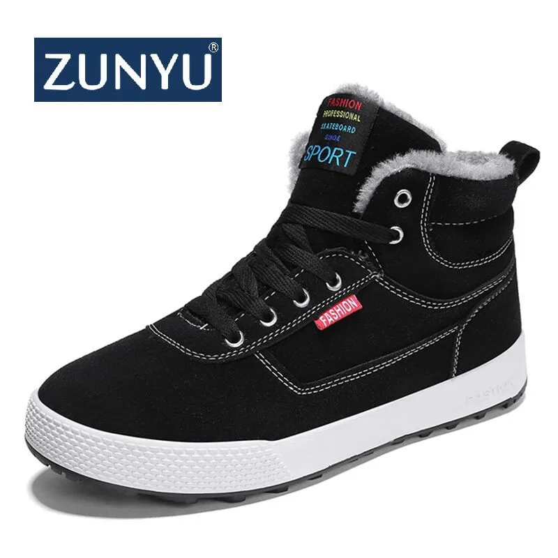 

ZUNYU Men Boots Men Winter Shoes Plus Size 39-48 Warm Ankle Botas Hombre For Winter Boots Shoes Men Plush Winter Sneakers Mens