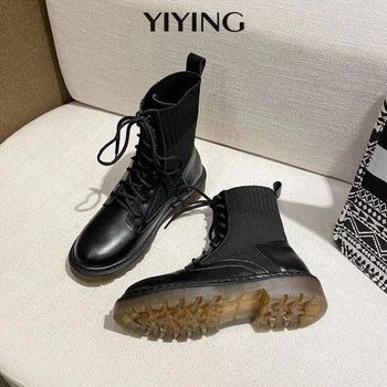 

2020 Winter Warm Fur Ankle Boots For Women INS New Thick-Soled Heightened Elastic Boot Casual Mid-Tube Women'S Motorcycle Boots