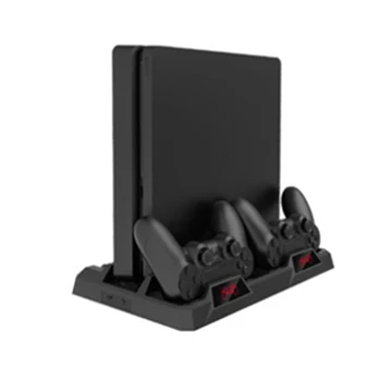 

For PS4 Slim Pro 3 in 1 Multifunction Console Stand w/ Cooling Fan Vertical Stand Dual Controller Charging Dock Station Charger