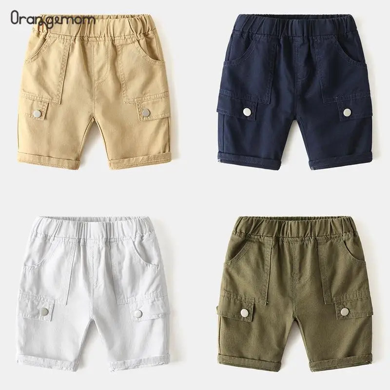 Boys Casual Summer Khaki Shorts Children Cotton Elastic Waist Pants