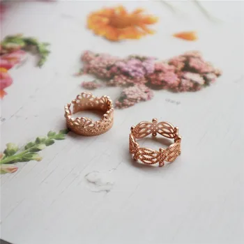 

RUIYI Real 925 Sterling Silver Korean Style Women Hollow Lace Flower Design Rings Girl Stylish Rose Gold Exquisite Zircon Rings