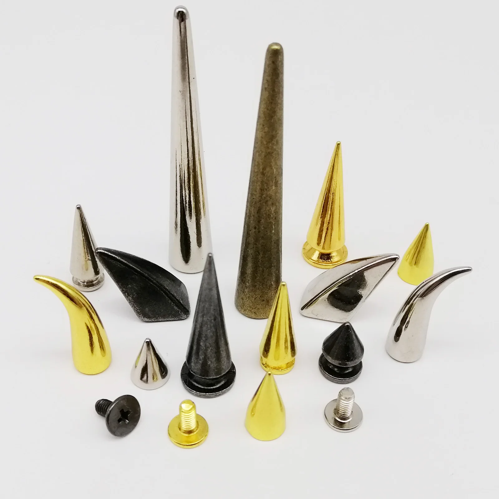 Metal Studs 10 sets Decor Punk Bullet Sharp Spike Cone Screw Back Rivet Stud for DIY Leather Bag Belt Clothes Jacket Shoes