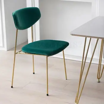 

Nordic light luxury dining chair simple wrought iron back leisure chair retro creative fashion ins net red makeup chair
