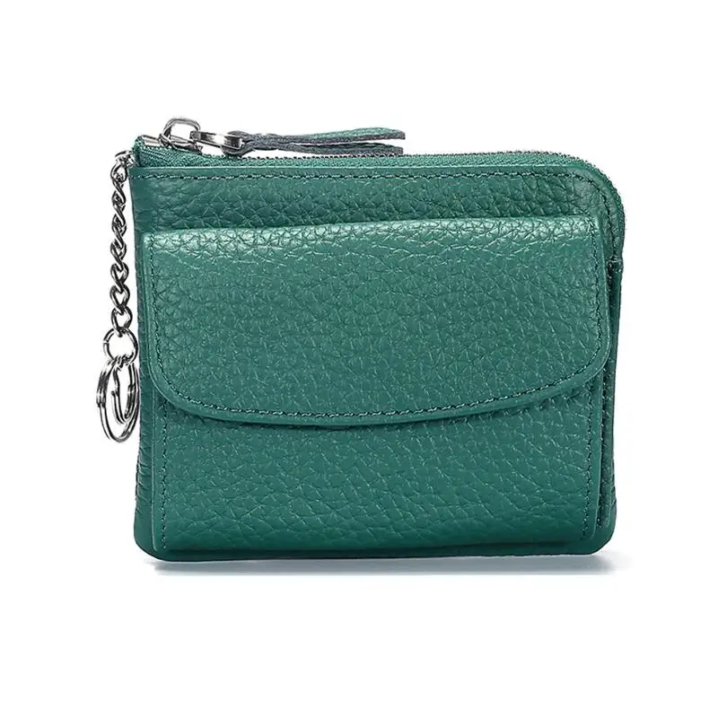 ACL-2640 Green Сумки San maries из натуральной кожи, кошелек для монет для женщин, держатель для карт, сумка для денег, маленький держатель для монет, короткий кошелек для девочек, брелок для ключей - Цвет: ACL-2640 Green