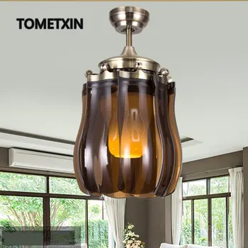 

42 Inch Modern Folding Fan Lights Fashion Invisible Mute Ceiling Fans Lamp ABS Blades Light lamp Dimming