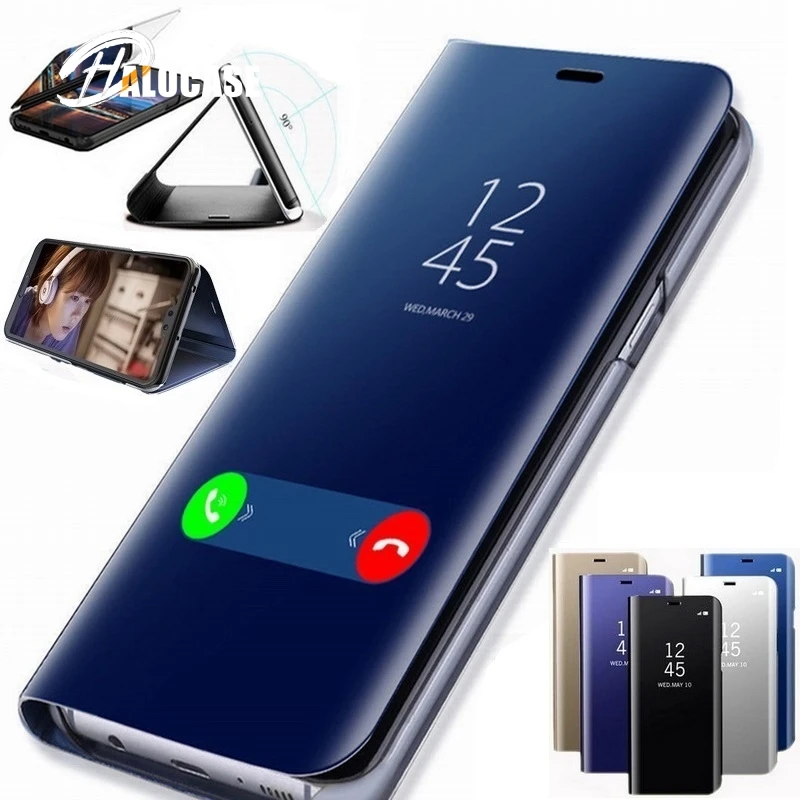 Умный чехол-книжка для Xiaomi Redmi Note 10 8 7 6 5 Pro lite 4x SE 8T 9t 8a 7a Y3 F2 K20 mi A2 A3 MIX MAX 3 зеркальный