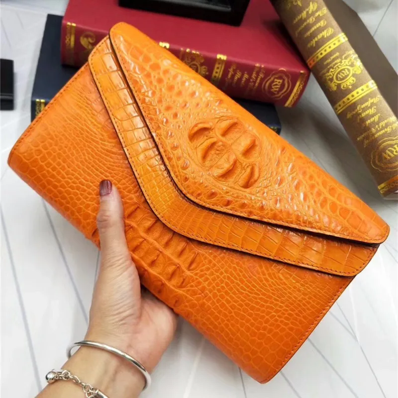 Women's Fashion Designer Genuine Crocodile Skin Small Envelop