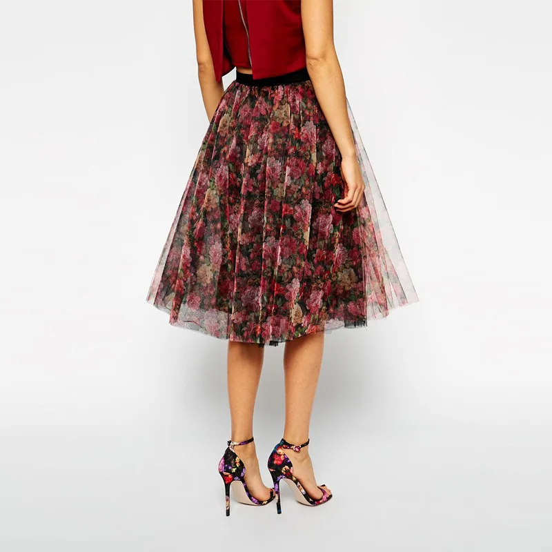 

Autumn New Style Hot Selling Europe And America Elegant Elegant Flowers Versatile Skirt Full Skirt