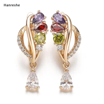 

Hanreshe Earrings Women Punk Jewelry Wedding Gift Rose Gold Green Red Natural Zircon Stud Earrings Cute Crystal Small Earrings
