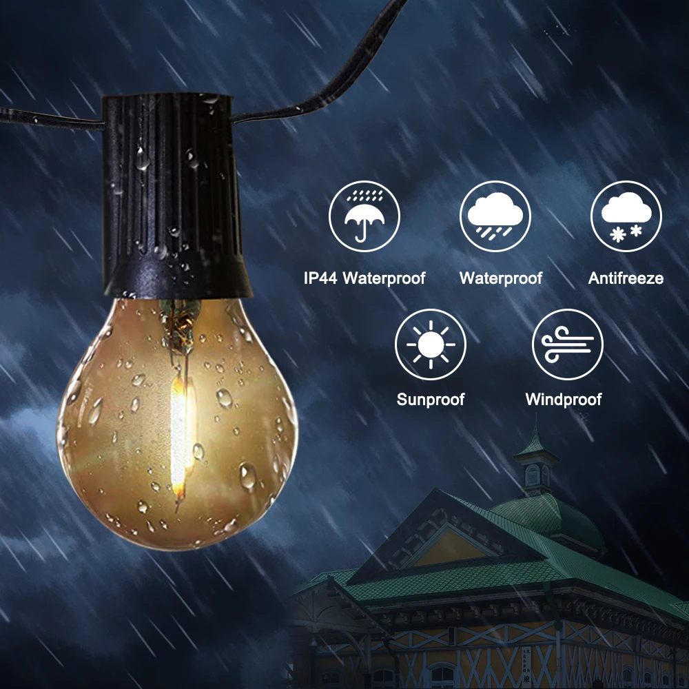 solar outside lights Solar String Lights, G40 Shatterproof LED Solar String Light Outdoor Umbrella Lights with 20 Bulbs Patio Waterproof Lights solar powered street lights