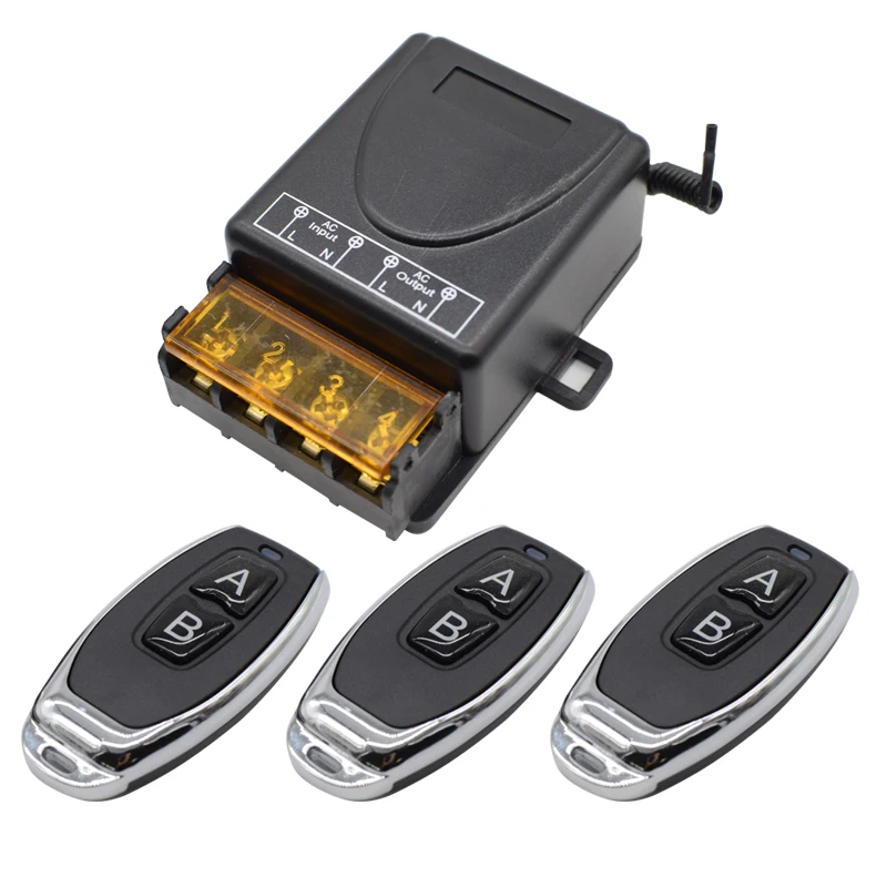 

433Mhz Wireless RF Remote Control Switch AC 220V 1CH 30A Relay Receiver and 2 channel 433 Mhz Remote For Water pump