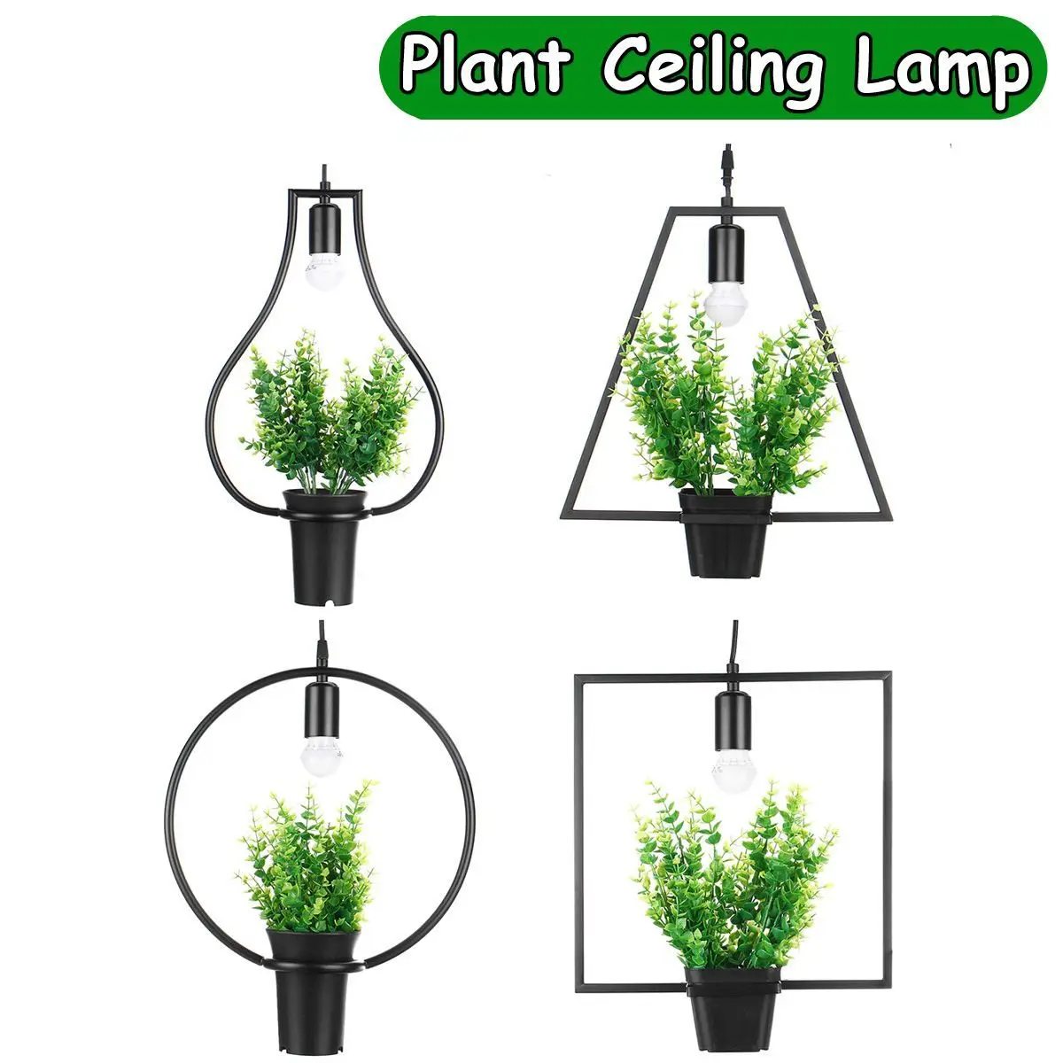

Plant Ceiling Light Lamp Modern black Wrought iron E27 Ceiling Light with 3w bulb For Living Room Bar bedroom balcony