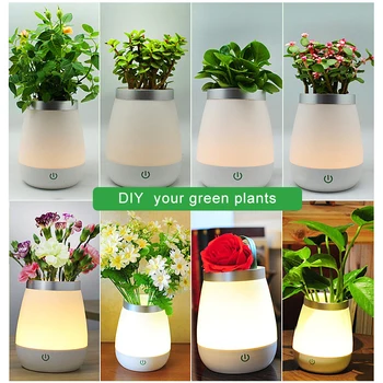 

European Modern Plastic Vase Lamp Creative LED Night Light Dried Flowers Flower Arrangement Art Living Room Bedroom Home Decor