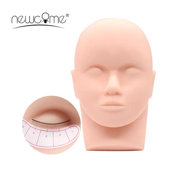 

NEWCOME Training Mannequin Flat Head Practice Silicone Practice Head False Eyelash Extensions Makeup Novice Learn Tools