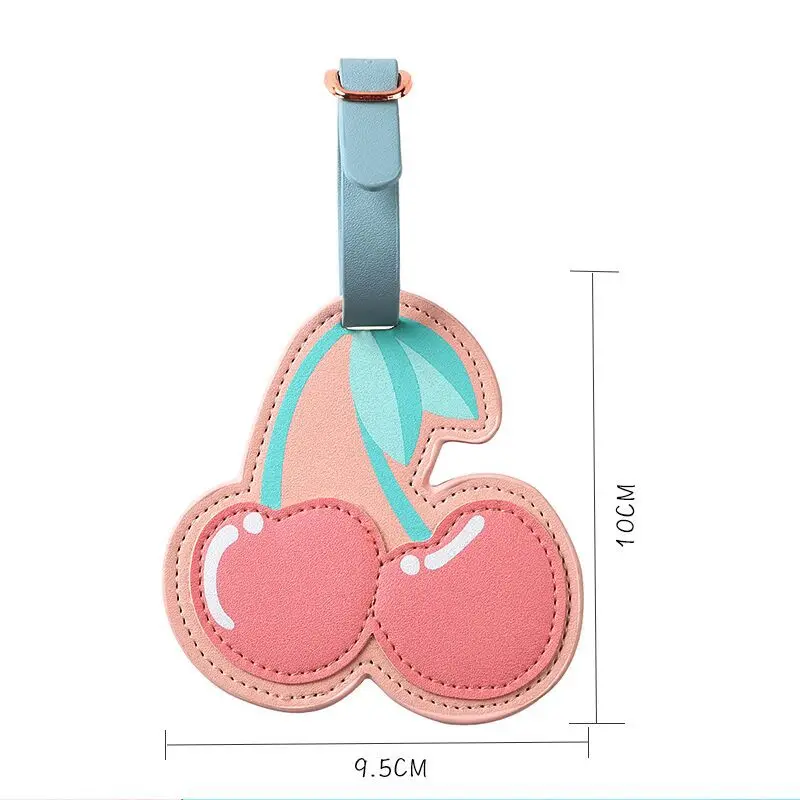Korean-style Creative Pu Cherry Luggage Brand Cartoon Airplane Luggage Boarding Check Travel Hide Substance Tag Pendant Customiz