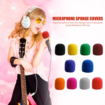 

10x Mic Foam Microphone Sponge Covers Professional Studio Windscreen Shield Handheld Microphone DJ Windproof Mic Sleeve